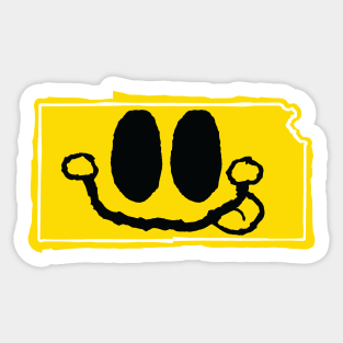 Kansas Happy Face with tongue sticking out Sticker